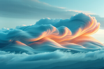 Poster - A series of layered psychedelic clouds, with each layer moving at a different speed to create a sense of three-dimensional space,