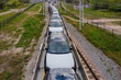 Rail transport of new cars to the Port of Gdansk, Gdansk, Poland