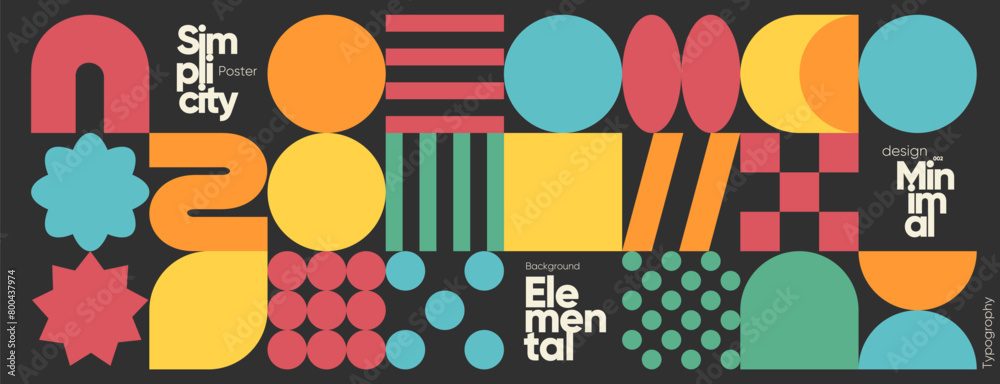 Vibrant minimalist posters with bold geometric shapes and playful ...