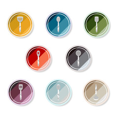 Poster - Kitchen icons set. Kitchen utensils icon set. Tools for cooking. Logo of a spoon, fork and spoon for cooking.  Utensils for cooking. Vector illustration.
