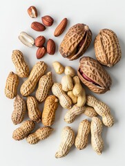 Wall Mural - peanuts realistic close-up isolated on a white background