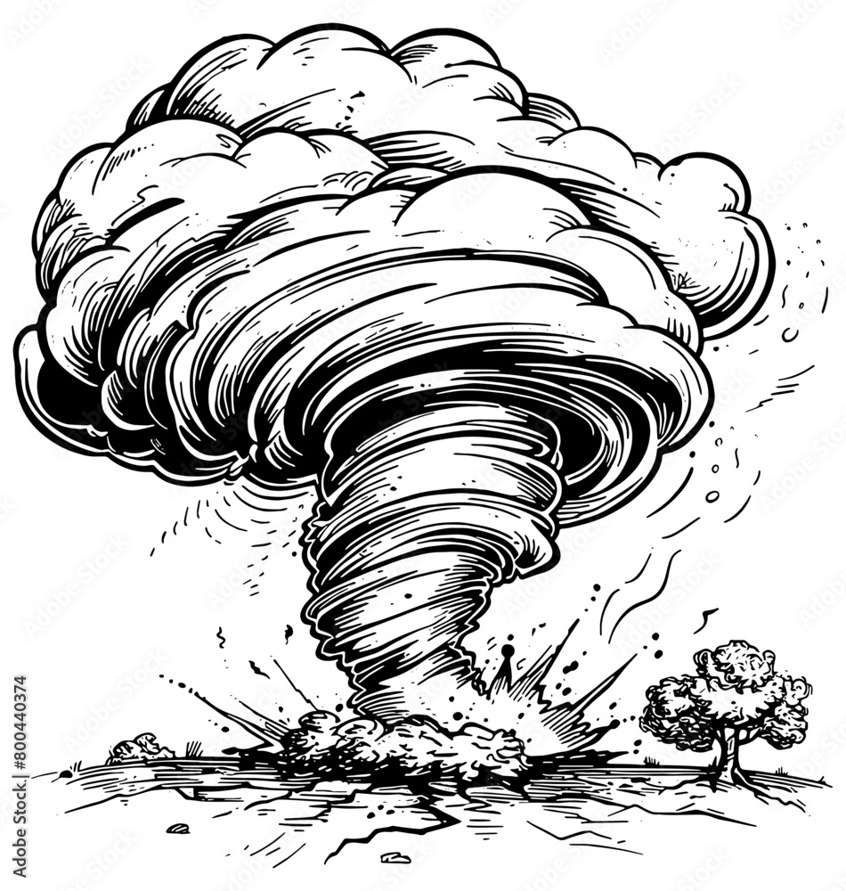 Cartoon tornado funnel cloud illustration Stock Vector | Adobe Stock