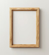 A simple wooden frame hanging on the wall, with a light white background and clean, Generative AI