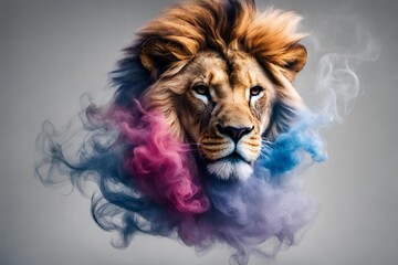 Wall Mural - colorful Smoke in the form of a lion