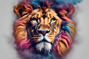 Wall Mural - colorful Smoke in the form of a lion