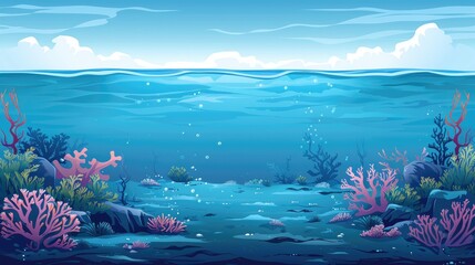 Cartoon Ocean Floor Background: Vector Style