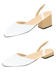 Poster - White high and flat  heel sandal. vector illustration