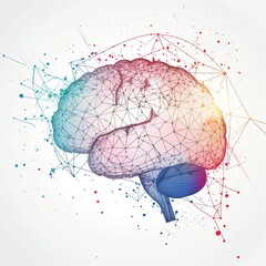 Poster - Brain network concept. Abstract digital design connecting intelligence, neural ideas. Futuristic