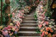 a garden and flower concept wedding decoration stairs idea