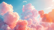 A whimsical display of pink and blue hues, these cloud formations resemble cotton candy against a serene blue sky