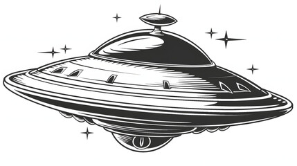 Flying saucer logo. Isolated flying saucer on white background