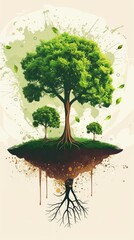 beautiful tree illustration representing the sustainable and environmental green planet