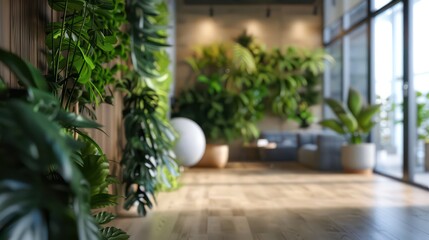 Canvas Print - contemporary and spacious architect office design with interior green plants