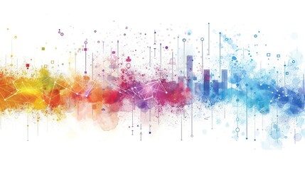 Canvas Print - watercolored data analytics visualizations with a white background