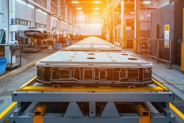 White automated guided vehicle on yellow track