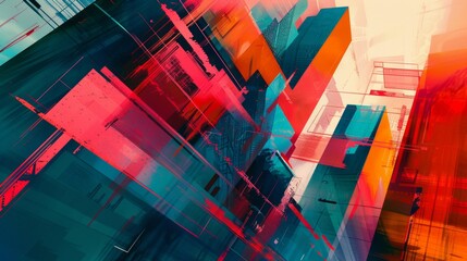 Fototapete - A dynamic abstract design inspired by the energy and movement of the city.