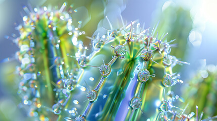 clear green glass cactus closeup generative art