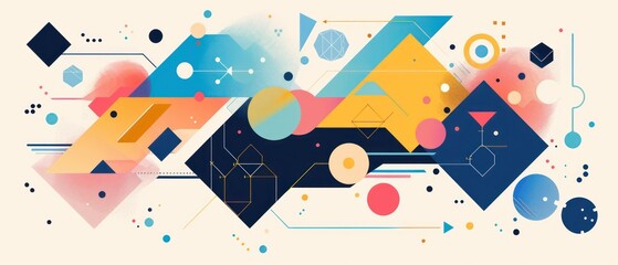 Wall Mural - abstract geometric illustration banner design with vivid colors and artistic composition