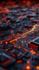 Poster - circuit board background with amazing digital contrasting lights