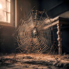 spider web with dew drops