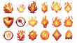 © Dekastro - fire spell gaming icons isolated on a white background