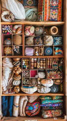 Wall Mural - A wooden shelf filled with various knick knacks and trinkets