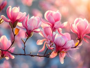 Wall Mural - beautiful spring magnolia flowers