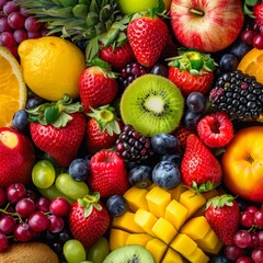 Wall Mural - Vibrant Harvest: A Close-Up Symphony of Fruits and Vegetables