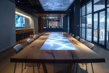Wall Mural - Interactive digital surfaces creating ambiance in a high-tech dining area
