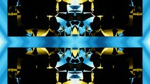 Pulsating Neon Blue And Yellow Psychedelic Techno VJ Seamless Loop Abstract Background. 4K Screensaver For Night Club. 3D Music Animation