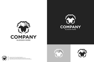 Canvas Print - Sheep with line art style, modern and simple, logo design vector.