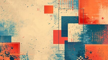 Poster - abstract artistic square wallpaper with minimal design and some halftone elements