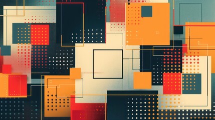 Wall Mural - abstract artistic square wallpaper with minimal design and some halftone elements