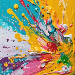 Wall Mural - explosive cinematic paint splash close-up with vivid and intense colors