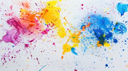 Wall Mural - colorful ink splashes on a white background