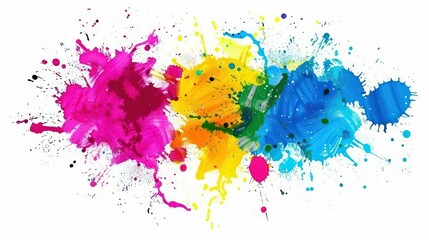 Wall Mural - colorful ink splashes on a white background