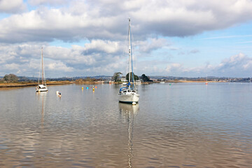 Poster - Yachts moored on the River Exe, Devon