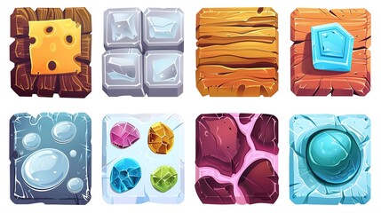 Poster - Colorful glossy buttons on dark background for web design and games