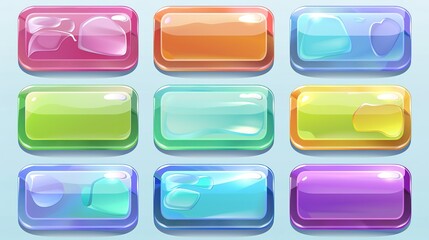 Poster - Colorful glossy buttons on dark background for web design and games