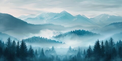 Wall Mural - misty mountain landscape