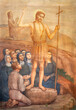 MILAN, ITALY - MARCH 7, 2024: The fresco Sermon of St. John the Baptist in church Chiesa di San Vito in Gianbellino by Antonio Martinotti (1957).