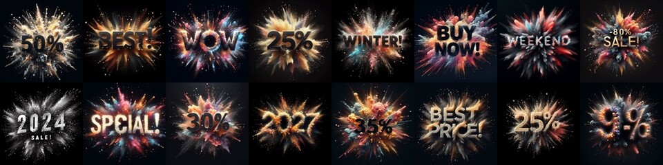 Wall Mural - Sale promo. Particles explosion. AI generated illustration