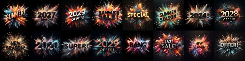 Wall Mural - Sale promo. Particles explosion. AI generated illustration