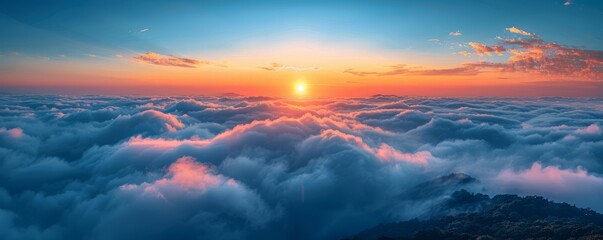 Wall Mural - Sunrise with a trail of fog