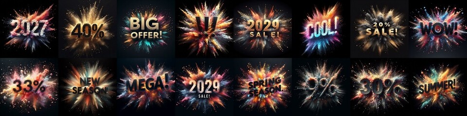 Wall Mural - Sale promo. Particles explosion. AI generated illustration