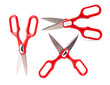 Set red kitchen scissors