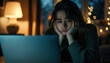 © WD Stock Photos - A close-up view of a woman looking anxious and worried at a screen.