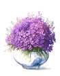 Bouquet of purple flowers. Watercolor illustration.