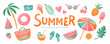 Summer holidays, vacation travel.Set of summer vector illustrations for poster, banner, cover, card.