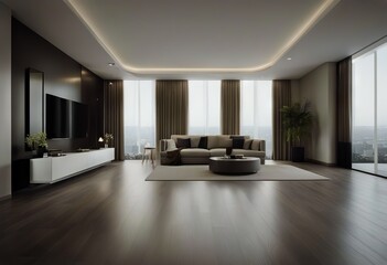 Wall Mural - room modern dark interior bright new Empty floor